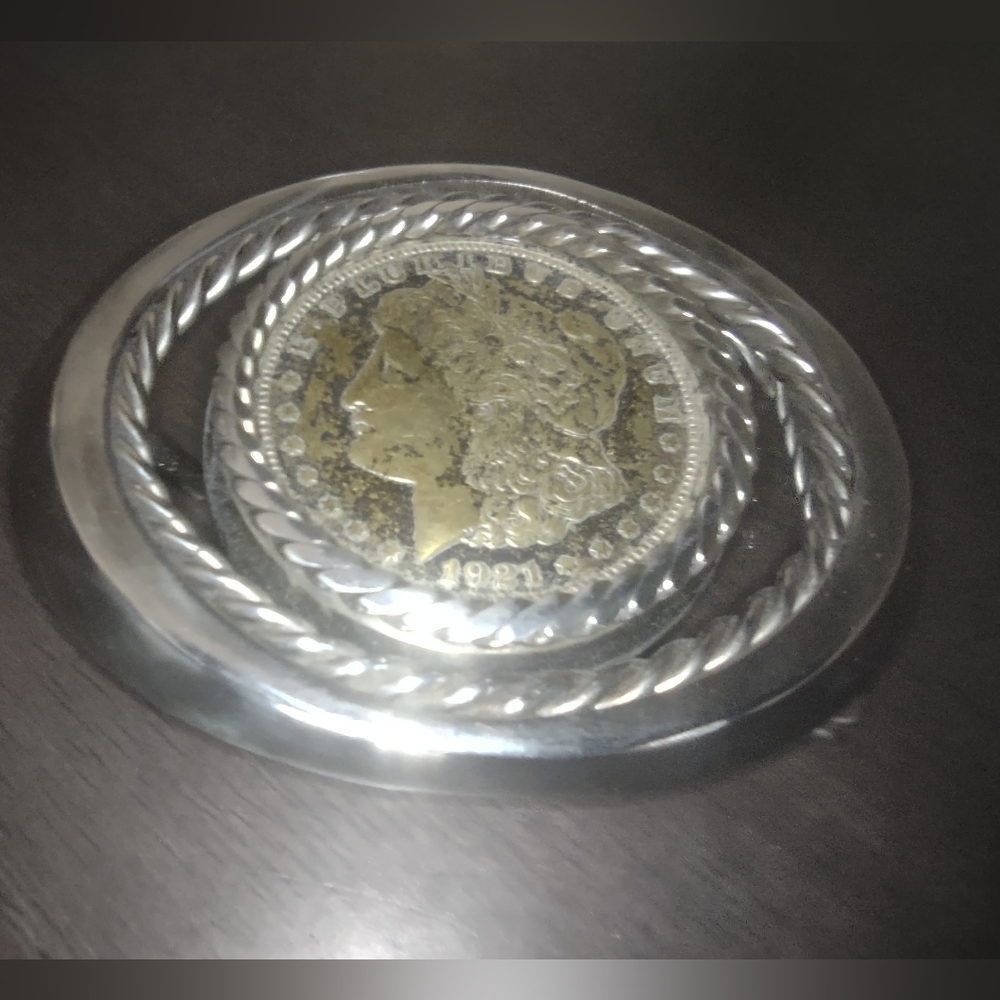 1921 Silver Dollar Coin Belt Buckle